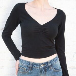 Brandy Melville Navy Runched Longsleeve Top